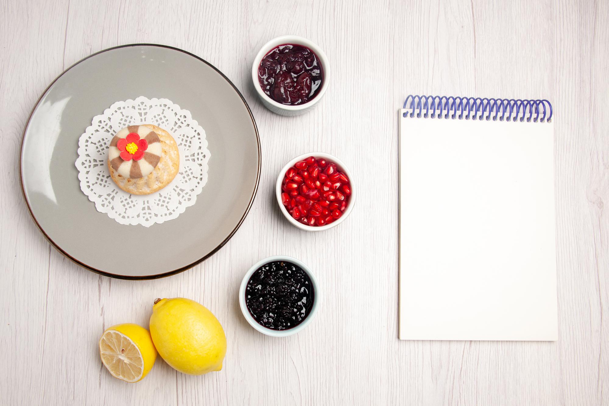 Workshop scene with plated dishes and notes